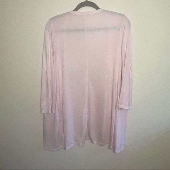 Coldwater Creek Open Front Lightweight Roll Tab Cardigan Tunic In Pale Pink - Picture 7 of 16